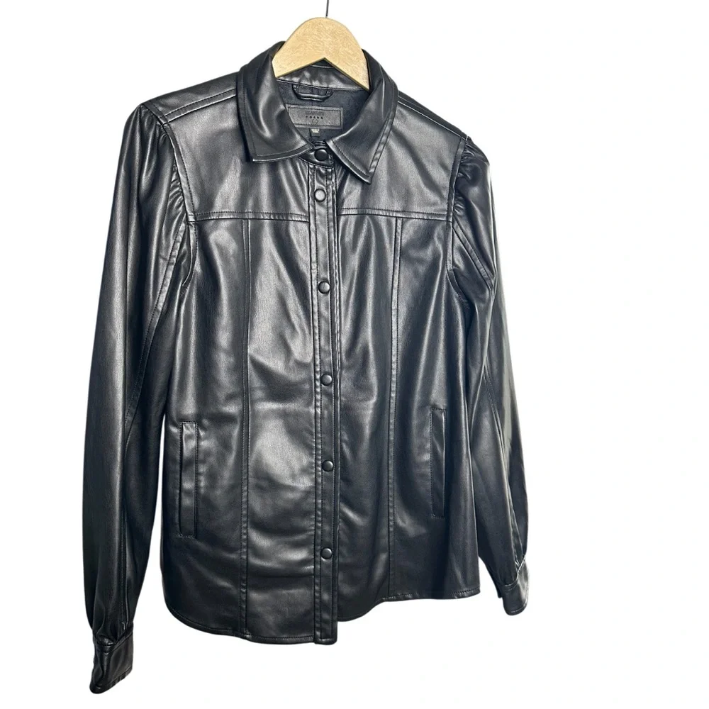 BLANKNYC | Black Faux Leather Jacket | Snap Front | Long Sleeve | Size M - Picture 3 of 6